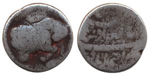 Jahangir, Silver Zodiac Rupee, Ahmedabad Mint, Tauras Sign, (KM 150.4). Poor, Scarce.
