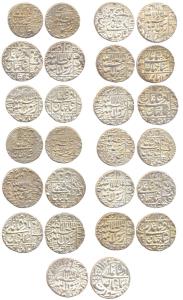 Shah Jahan, Silver Rupees (13), Surat and Multan Mints, various dates. Very Fine (13)
