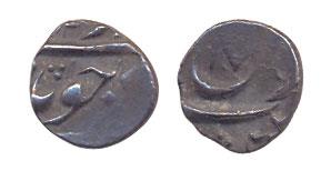 Aurangzeb, Silver 1/16 Rupee, Ujjain Mint, RY 32, (KM 290.x). Very Fine.