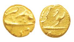Alamgir II, Aziz ud-din, (AH 1167-1173, 1754-1759 AD), Gold ½ Pagoda, Guty, obv. Alamgir, 