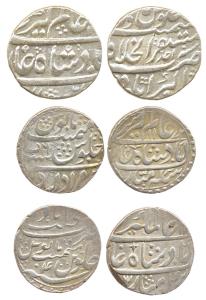 Alamgir II, Silver Rupee (3), Najibabad, Muradabad and Akbarabad Mints. Very Fine. (3)