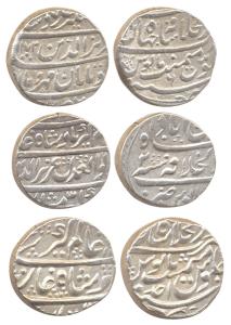Alamgir II, Silver Rupee (3), Shahjahanabad Mint, three different varieties. (KM 456.2, 45