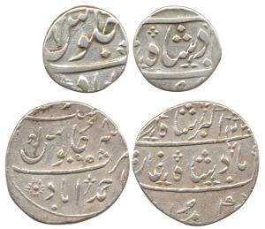 Maratha occupation, Silver Rupee and ½ Rupee, in the name of Shah Alam II, Ahmedabad Mint,