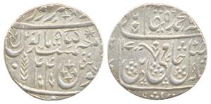 Silver Rupee, Saharanpur Mint, AH 1218, RY 44, (M&W T1v). Wide flan. Fine+ and Very Fine.