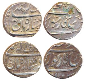 Silver Rupees (2), in the name of Muhammad Shah, Sarkar Torgal Narsinpur Mint, (M&W T1). V
