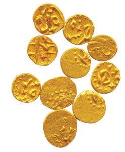 Afranji Fanams (10), Kharapa Mint in the name of Muhammad Shah, Ahmad Shah and Shah Alam I