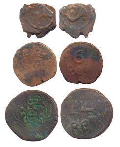 Goa, Copper Reis, 6 Reis and 12 Reis. (KM 226, 215). Three pieces. Fine.