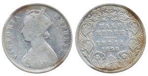 Victoria Empress, ½ Rupee, Calcutta Mint, 1898, bust A, rev. I, (KM 491). Fine.