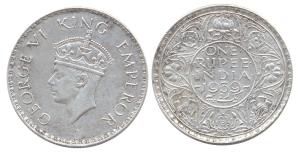 George VI, Silver Rupee, 1939, Bombay Mint, reeded edge, (KM 555, Y 57). Good Very Fine, V