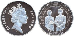 Fiji, Elizabeth II, Silver 50 Dollars, nearly weighs 1 kilogram, obv. bust of Elizabeth to
