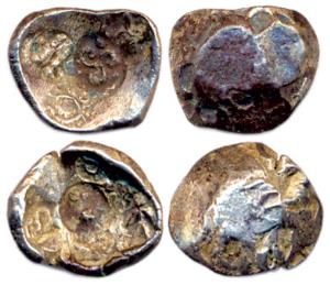 Punch-marked Coins, Panchala Janapada, 5th century BC, Silver (2),1.97 g, 2.02 g, ½ Karsha