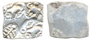 Punch-marked Coins, Ashmaka Janapada, 5th century BC, Silver, ½ Karshapana, four symbol ty