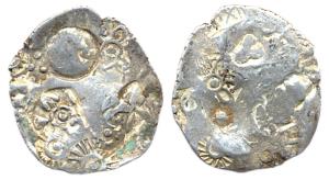 Punch-marked Coins, Magadha Janapada, 5th century BC, Silver, five symbol. Double obverse 