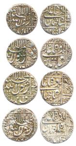 Shah Jahan, Silver (4), ½ Rupee, Surat Mint, square-area, mint off flan (KM 218.8). Very F