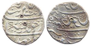 Aurangzeb, Silver, Rupee, Surat Mint, AH 1114/35, with retrograde rev. Very Fine+, Scarce.