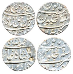 Farrukhsiyar and Muhammad Shah, Silver (2), Rupee, Junagadh Mint, RY 6 and 5. Very Fine, S