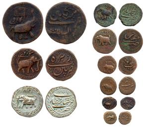 Collection of 187 different copper coins of Tipu Sultan, representing all 12 copper issuin
