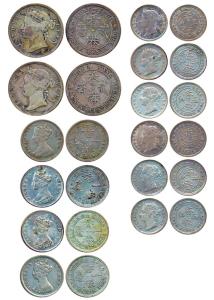 Hong Kong, mixed lot of various coins and dates, 20 Cents (2); 10 Cents (4); and 5 Cents (