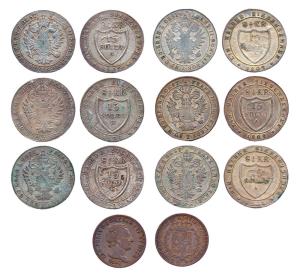 Italy, Lira, 1827; Georgia (6), 1802, 8 ½ Kreozer, some Ex-mount. Very Fine. (7)