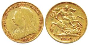 United Kingdom, Victoria, ½ Sovereign, 1897. Fine+.