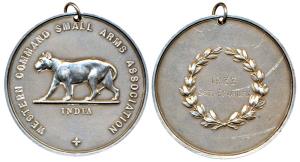 Western Command Small Arms Association Medal, Silver, 92.40 g, a tiger walking to left on 
