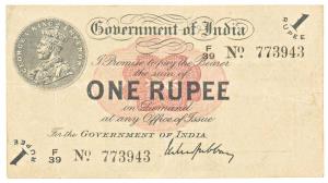 George V, Rupee 1, 1st issue, 1917, signed M. M. S. Gubbay, (Jhun#1.1B). About Very Fine, 