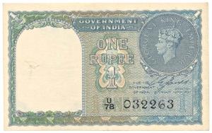 George VI, Rupee 1, 1st issue, 1944, signed C. E. Jones, serial number in black, (Jhun #1.