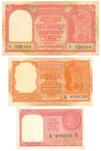 Persian Gulf issue, Rupees 1, 5 and 10, 1959, signed A. K. Roy & H. V. R. Iengar (Jhun #12