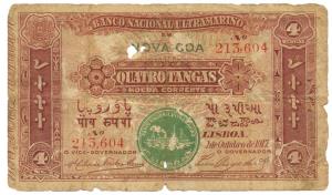 Quatro (Four) Tangas, 2nd issue, 1917, Banco Nacional Ultramarino, red colour seal 2, cont