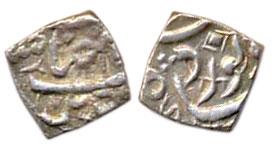 Jehangir, Silver, 1/8 Square Rupee, Kabul Mint, Noordah couplet. The couplet reads as foll