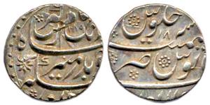 Aurangzeb, Silver, ½ Rupee, Sholapur Mint, AH 1089/18. Nice patina, Extremely Fine, Rare.