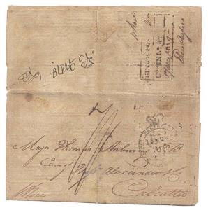 1819: The King's Post, H.G. No.7/ THE KING'S POST / INDIA PACKET LETTER / LONDON, a double