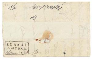 1836: H.G. No.1. A part entire from Kurnal (dt. 1st Jan. 1836) to Nagpore postage paid 10 