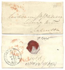 1836: H.G. No.1, “HOSHUNGABAD/ Pt. Pd. – 18”, dt. 15th April, 1836, posted to Calcutta Pos