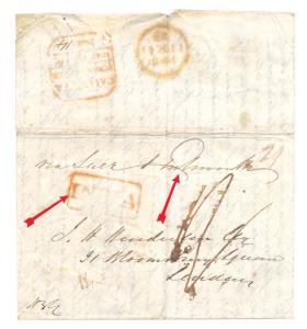 1841: H.G. No. SD16, SD12. From 1840, letters endorsed “via Falmouth” went by the Auxiliar
