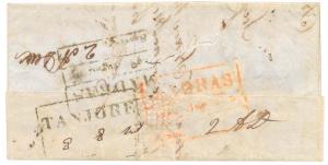 1948: H. G. No. 6. A letter of 1848 with the scarce 'Tanjore / Bearing' receipt stamp on i