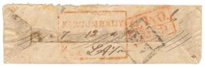 1851: (7th December) cover sent from KIRCUMBADY to Madras. On reverse, handstruck stamp in