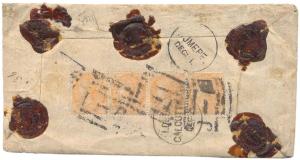 1873 – 79: Type - 17. Registered cover from Ajmere to Calcutta, franked at reverse with Ea