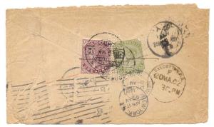 1902: Cover to New York, N.Y. USA via Calcutta, franked at reverse with India QV 1a.(1) an