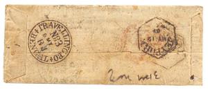 1867: Type -108a. A small cover with ½ an. E.I. stamp cancelled by Type - 7 (Unclear No.) 