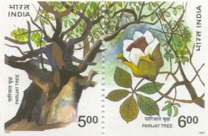 1997: Parijat Tree, SG. Nos.1705-06, Rs.5/- + Rs. 6/- (Se tenant Pair) Block of Four with 