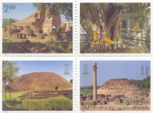 1997: INDIPEX 97, Buddhist Culture Sites, SG. Nos.1713-16, Rs.2/- + Rs. 6/- + Rs. 10/- + R