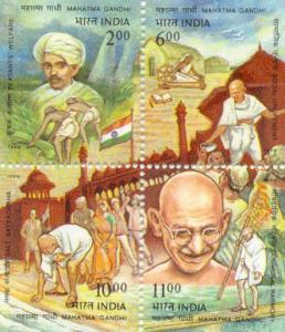 1998: 50th death Anniversary of Mahatma Gandhi, SG. Nos.1775-78, Rs.2/- + Rs. 6/- + Rs. 10