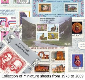 Collection of Miniature sheets from 1973 to 2009, except Guru Granth & Polar Region, MNH.