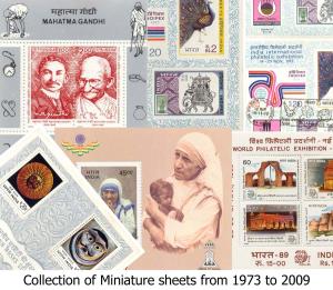 Collection of Miniature sheets from 1973 to 2009, except Guru Granth , MNH.