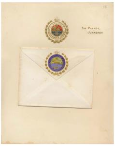 Junagadh State stationery having Letter Head & Envelopes with State Crest embossed in colo