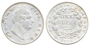 William IV, Silver, Rupee, 1835, obv. B, rev. II, 20 berries, Inverted Axis, Bombay Mint. 