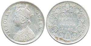 Victoria Queen, Silver, Rupee, 1862, obv. C, rev I, top one dot, bottom two dots, Twelfth 