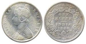 Victoria Empress, Silver, Rupee, 1886, obv. C, rev. I, C incuse, Calcutta Mint. Fine, Rare