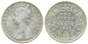 Victoria Empress, Silver, Rupee, 1887, obv. A3, rev. I, B incuse (inverted), Bombay Mint, 